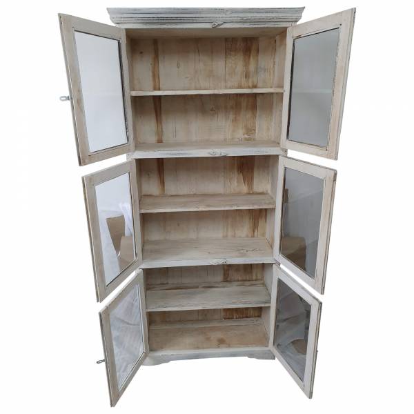 Vitrine Holz-Regal Schrank in weiß Shabby Chic Vintage 6 ...