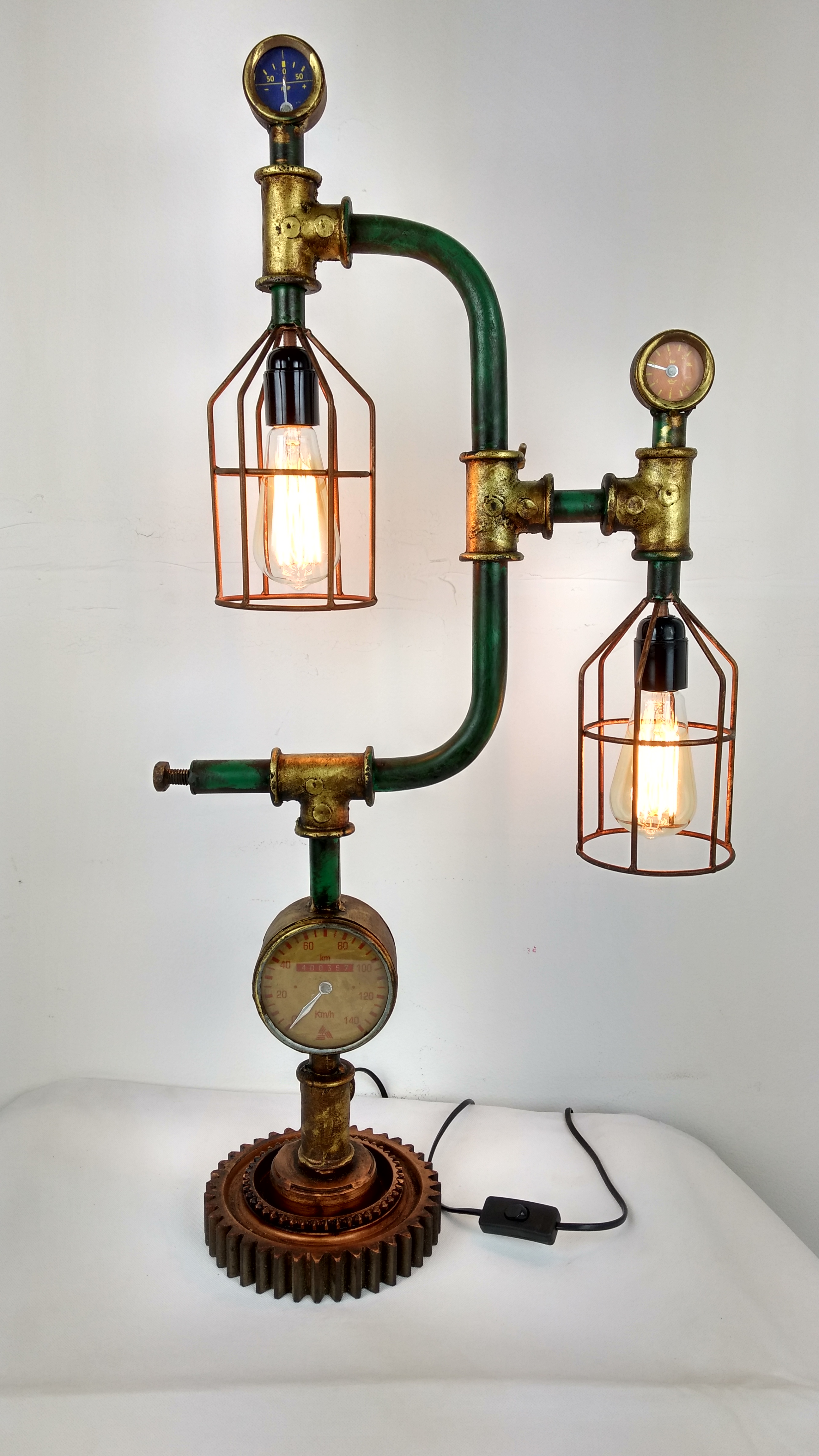 Tischlampe Vintage Lampe Tischleuchte Metall Rohr Industrial Leuchte 44x19x87 Cm Retro Look Lampen Mobel