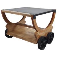 Couchtisch Beistelltisch Tisch auf Räder Mango Massiv-Holz 60 cm Lounge Loft Art