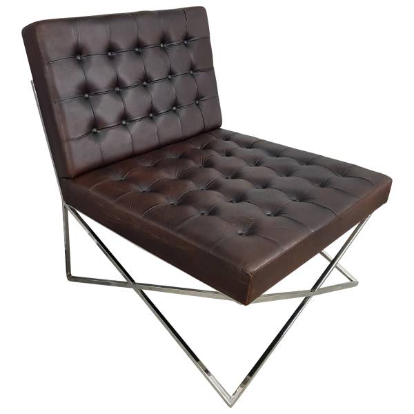 Club-Sessel Lounge-Sessel Schwarz braun Leder Barcelona Bauhaus Designer Chair