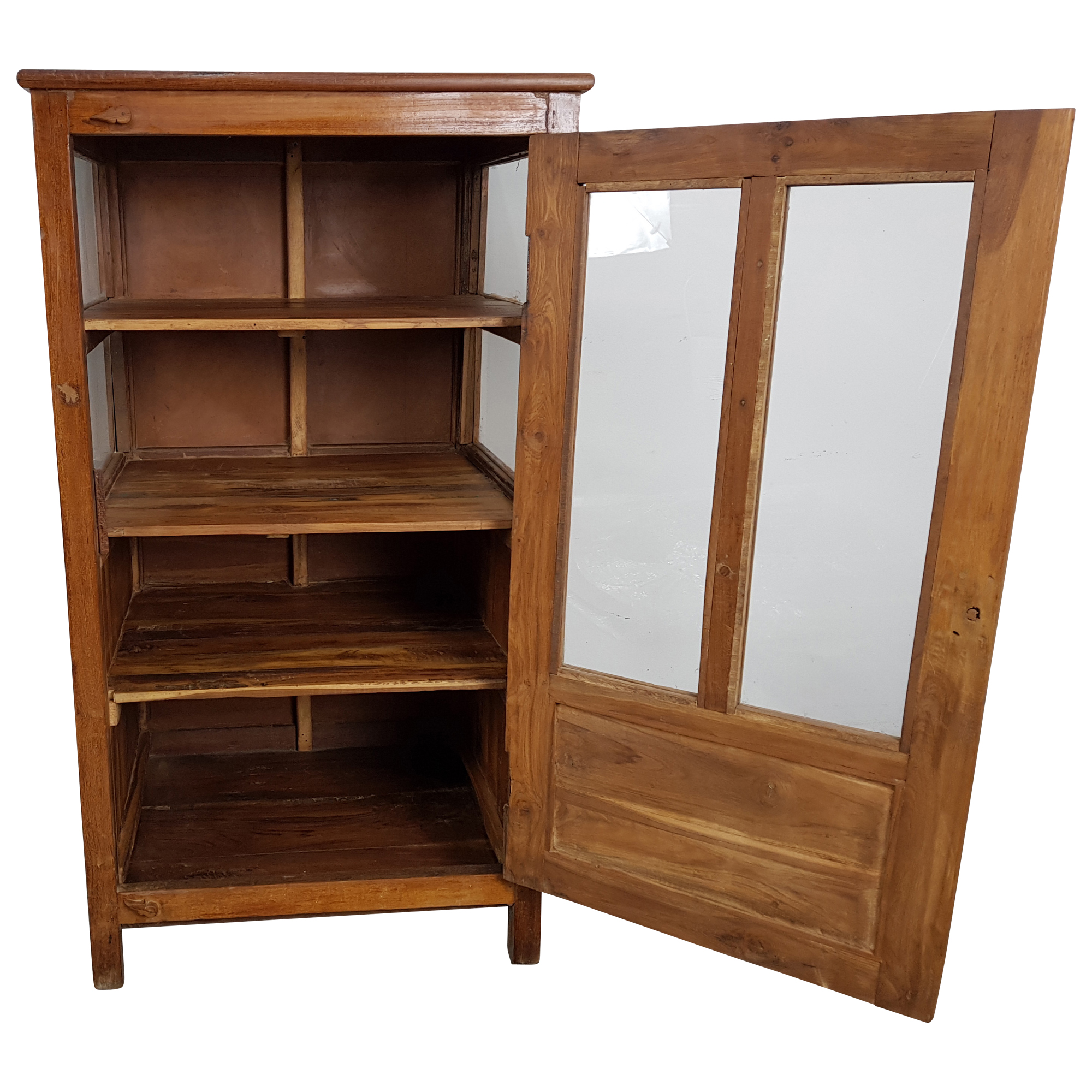 Kommode Anrichte Vitrine Schrank Teak Massivholz Glas Alt Antik