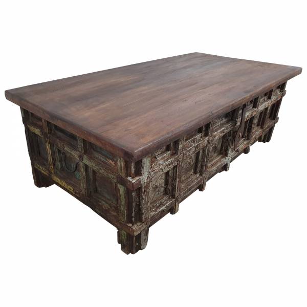Truhen-Tisch Couchtisch Holz-Kiste Wohnzimmertisch Aufbewahrung Vintage Massiv Truhen-Tisch Couchtisch Holz-Kiste Wohnzimmertisch Aufbewahrung Vintage Massiv