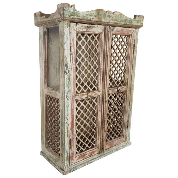 Wandschrank Vitrine Hängevitrine Hängeschrank Shabby Chic Vintage Antik Unikat IT10083