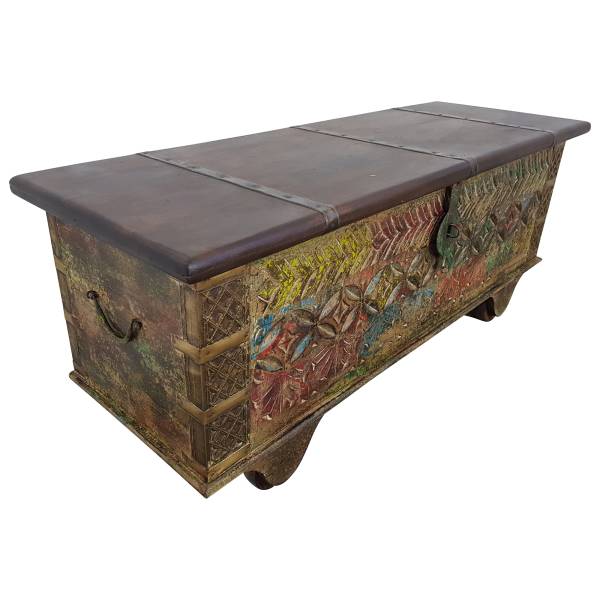 Truhe Kiste Holztruhe Vintage Massiv Box aus Altholz Antik Handarbeit Unikat 15 IT10126