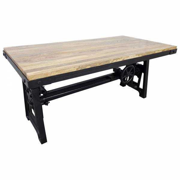 Couchtisch Höhenverstellbar Lift Massivholz Mango Plank Design Crank Table IT10035