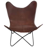 Lounge Sessel Leder Chair Retro Design Loungesessel braun Loungestuhl Butterfly