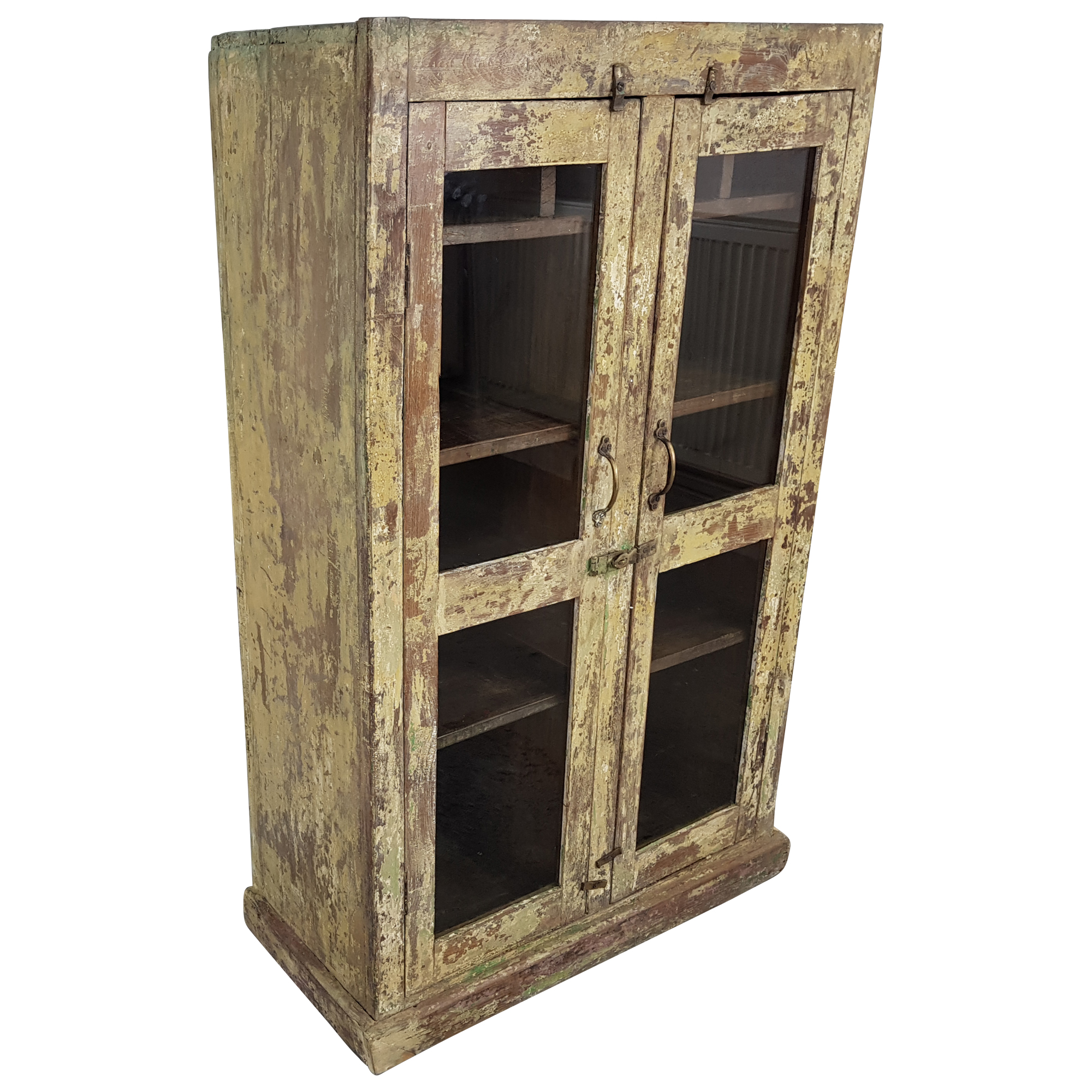 Kommode Anrichte Vitrine Schrank Gelb Massivholz Vintage Shabby