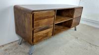 TV-Lowboard Möbel Sideboard mit Schubladen Schrank Massiv-Holz Wohnzimmer Design