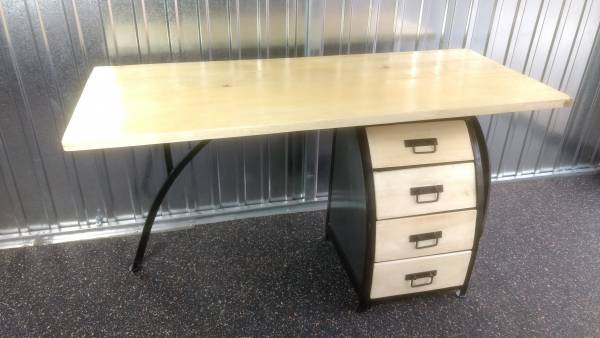 Schreibtisch Bürotisch mit Büro-Container 160cm Holz Design Handarbeit Unikat IT10130
