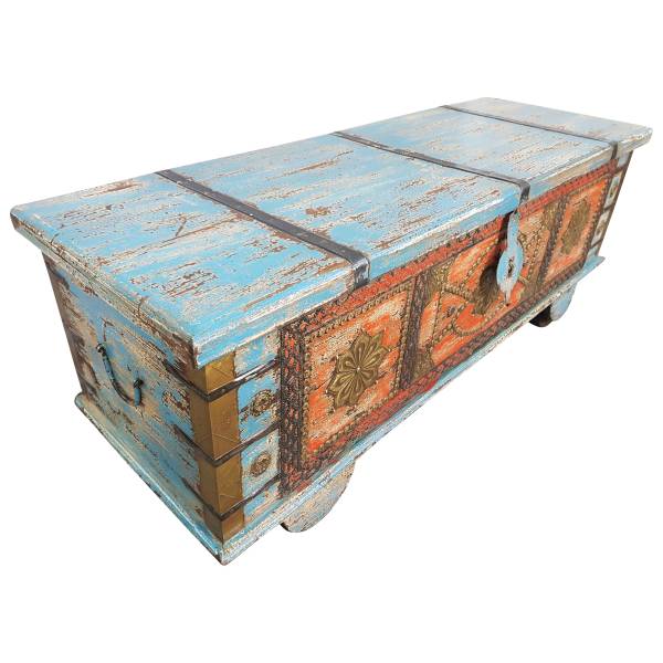 Truhe Kiste Holztruhe Vintage Massiv Box aus Altholz Antik Handarbeit Unikat 9 IT10203