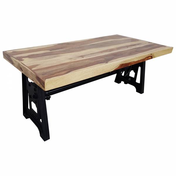 Couchtisch Sheesham Höhenverstellbar Kurbel Massiv-Holz Loft Design Crank Table IT10084