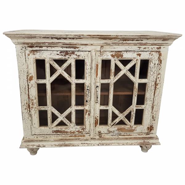 Kommode Anrichte Vitrine Schrank weiß Massivholz Vintage Shabby Chic Unikat 2