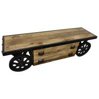 TV-Lowboard Möbel mit Rädern Sideboard Schrank Mango-Holz Industrial Design Loft