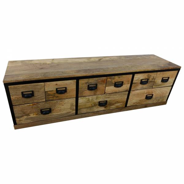 TV-Lowboard Möbel Sideboard Schubladen-Schrank Mango Massiv-Holz Loft art Design IT10032