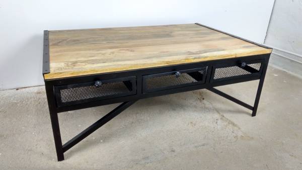 Couchtisch Wohnzimmer-Tisch 120 x 80 cm Mango Massiv-Holz Industrial Design Loft