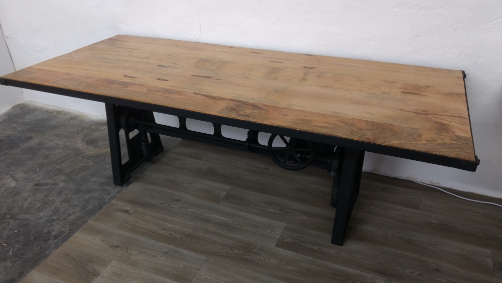 Industrial Chic Esstisch Tisch Massivholz Mango rund verstellbar Industrial Chic Esstisch Tisch Massivholz Mango rund verstellbar